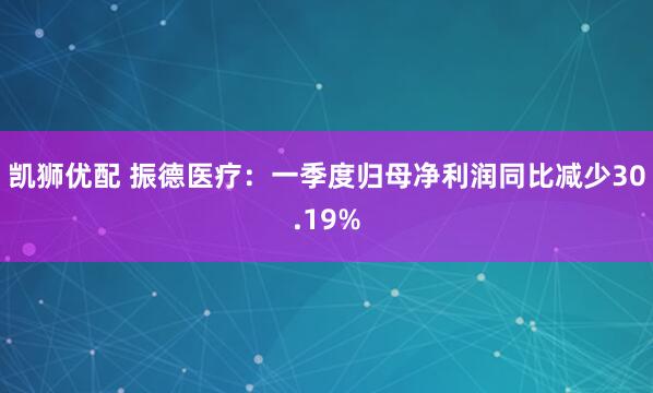 凯狮优配 振德医疗：一季度归母净利润同比减少30.19%